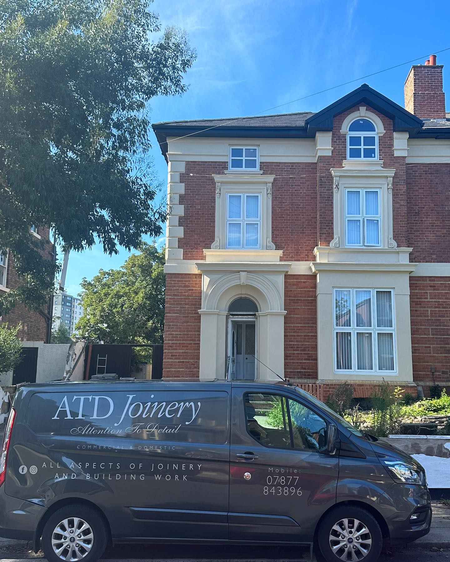 ATD Joinery and Construction fleet outside Liverpool residential build