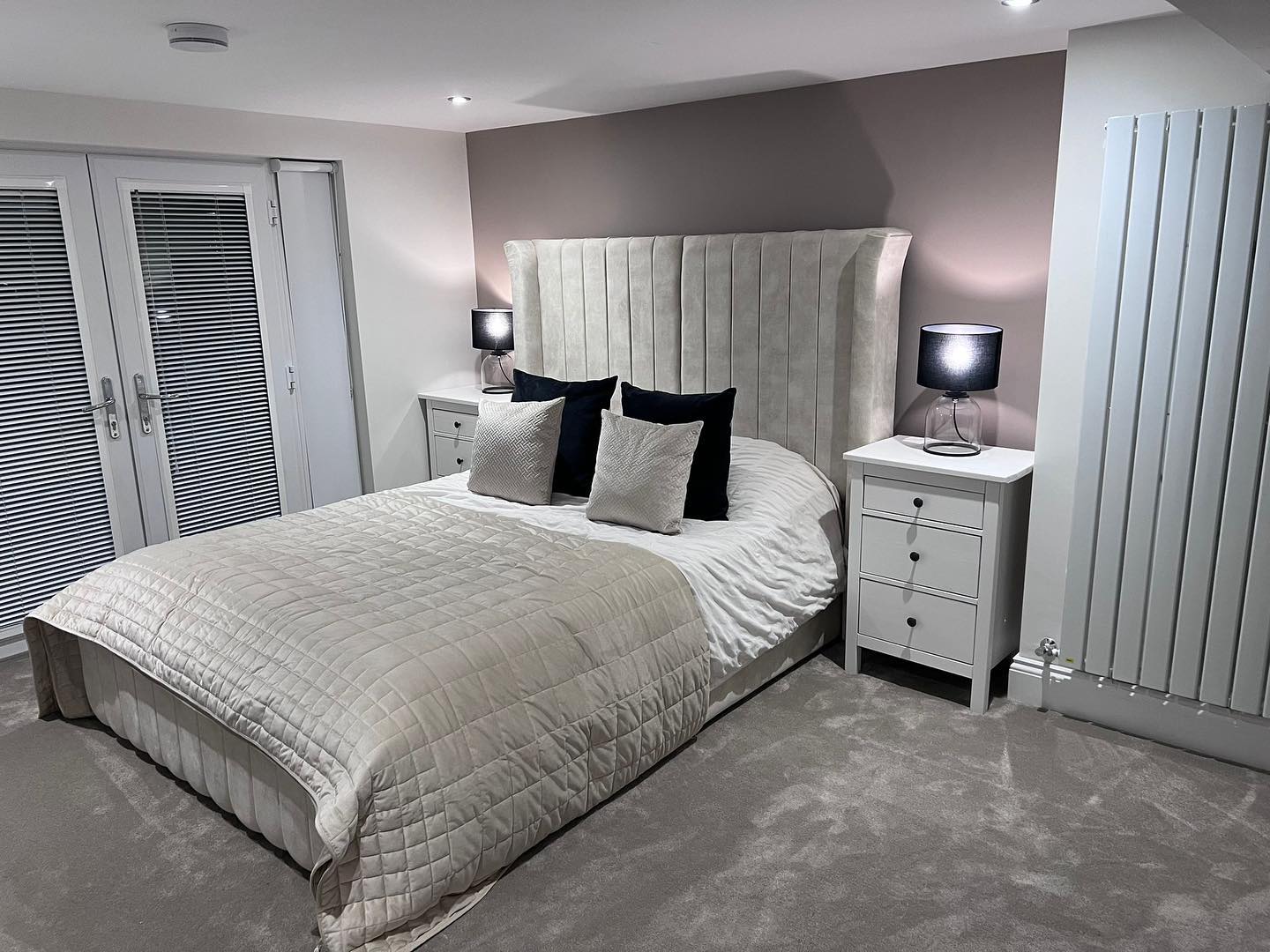 Dormer loft conversion master bedroom with anthracite Juliet balcony