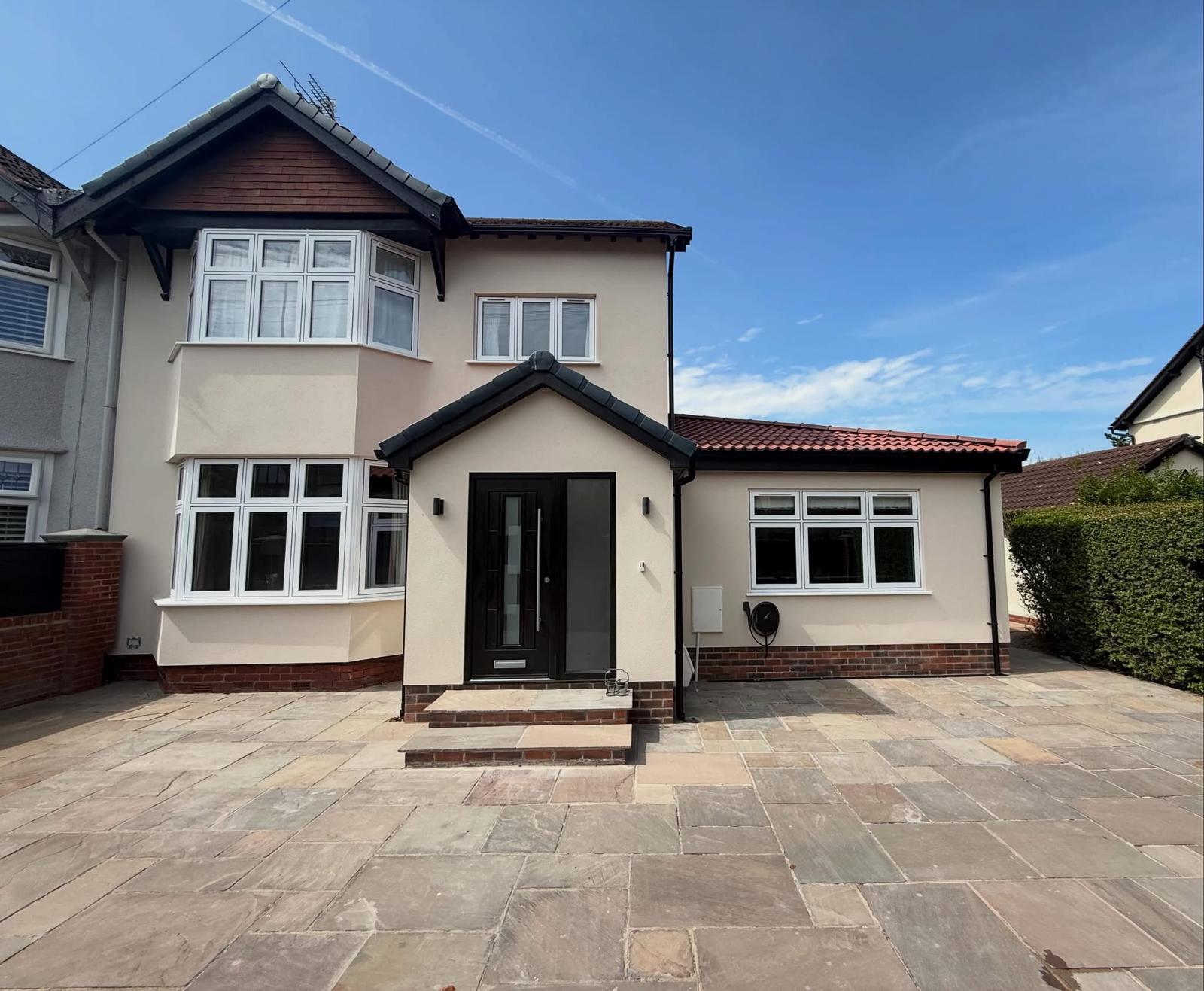 Pitched front porch and garage conversion extension in Maghull